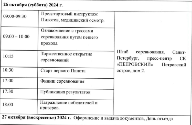 Автоспорт - автомногоборье 2024 СПб - программа2