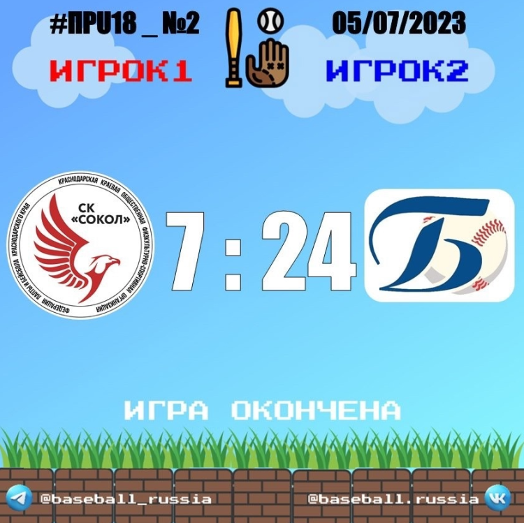 Бейсбол - Химки Планерная - юниоры до 19 лет - результаты игр - день1 матч2