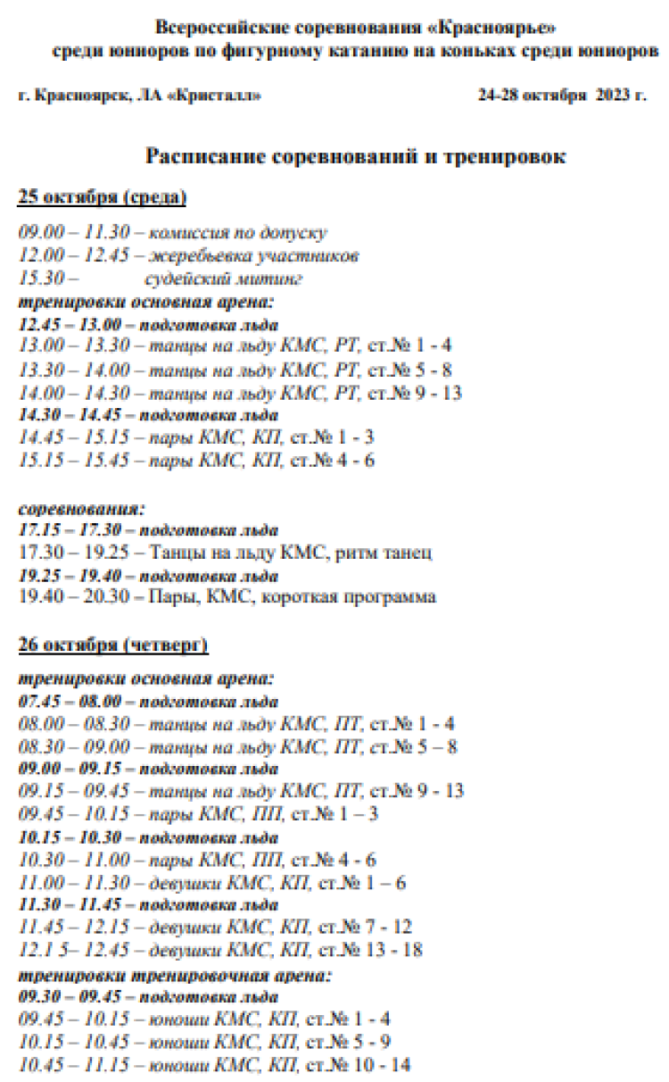 Фигурное катание - Красноярье 2023 - программа1
