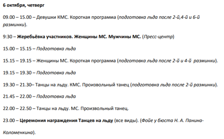 Фигурное катание - Мемориал Панина-Коломенкина СПб - программа2