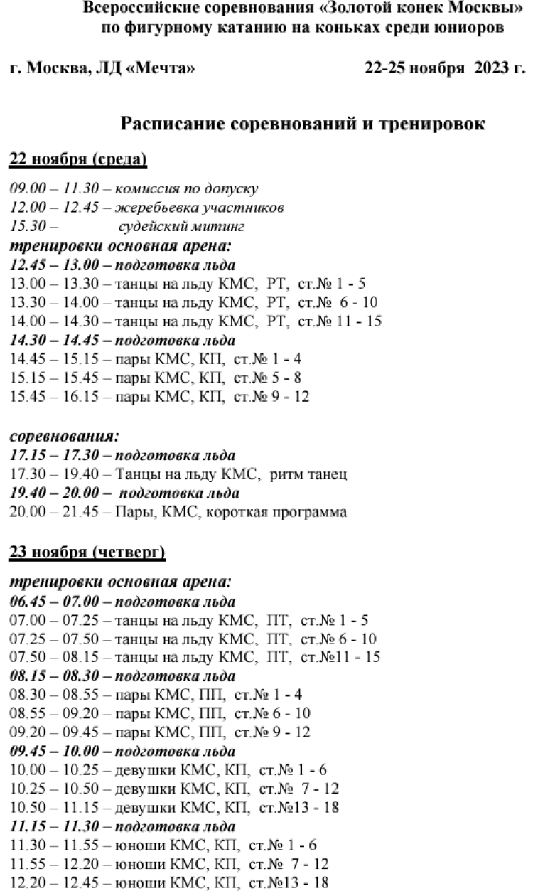 Фигурное катание - Золотой конек Москвы 2023 - программа1