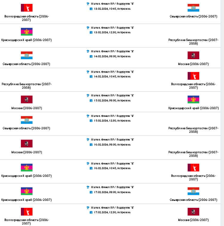Гандбол - Астрахань 2024 девушки 2007-2008 - календарь игр - группа Б