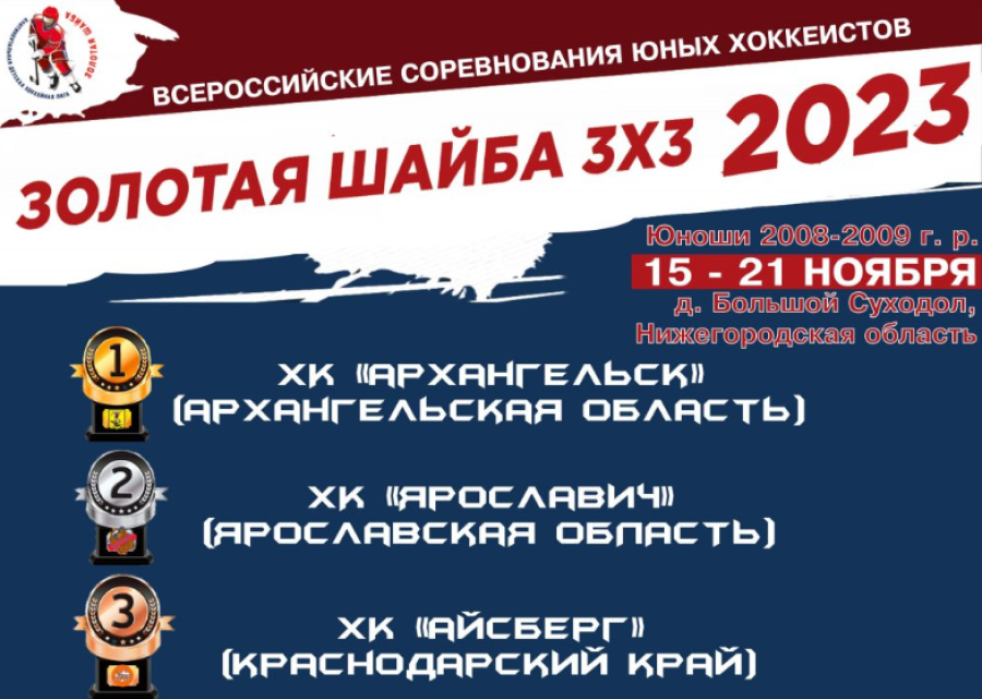 Хоккей - КДХЛ Золотая шайба 3х3 - Большой Суходол 2023 юноши 2008-2009 - тройка призеров