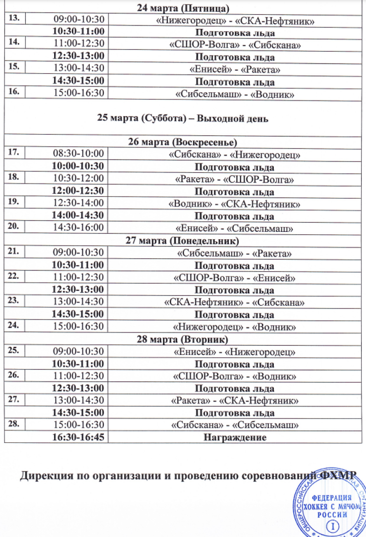 Хоккей с мячом - Ульяновск 2008-2009 гр - календарь игр2