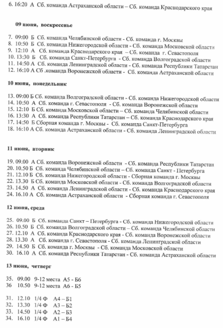 Летняя Спартакиада учащихся - водное поло юноши 2024 - Астрахань - расписание2