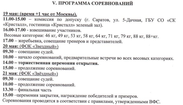Самбо - Саратов памяти Ахмерова - юноши 14-16 лет - программа