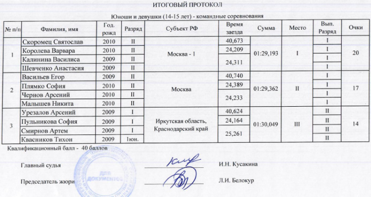 Санный спорт - Сочи - Юношеский кубок - юноши 14-15 лет - итог4