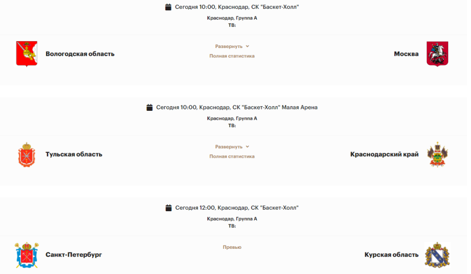 Группа А - расписание игр 2-го тура