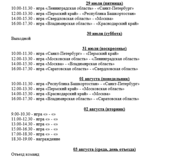 Спартакиада - футбол девушки - Салават - календарь оставшихся игр после двух туров