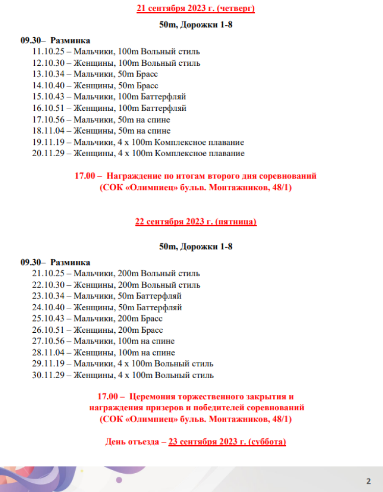 Спартакиада инвалидов - плавание глухие - Салават - программа2