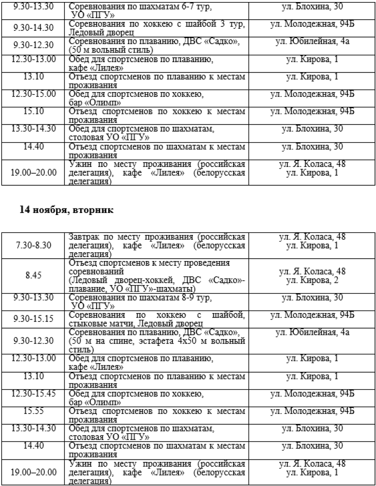 Спартакиада СГ 2023 - третий этап - Новополоцк - программа3