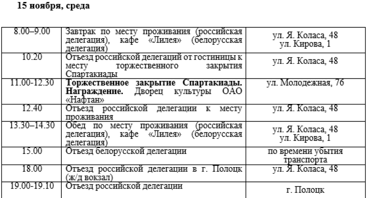 Спартакиада СГ 2023 - третий этап - Новополоцк - программа4