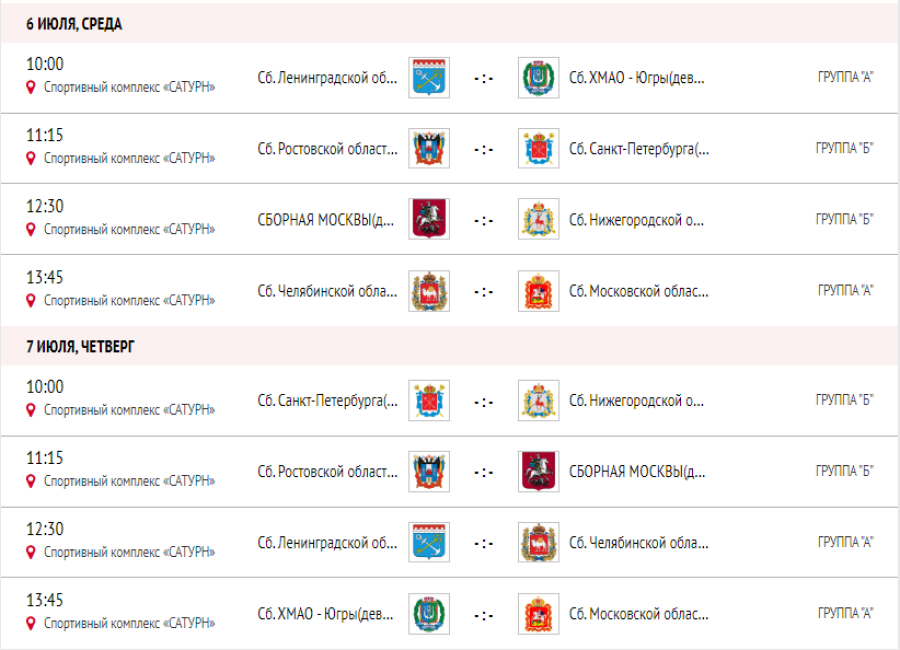 Спартакиада - водное поло - Раменское девушки - календарь оставшихся туров