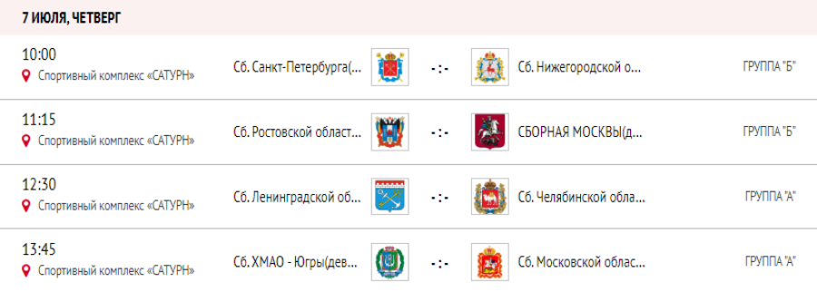 Спартакиада - водное поло - Раменское девушки - календарь оставшегося тура