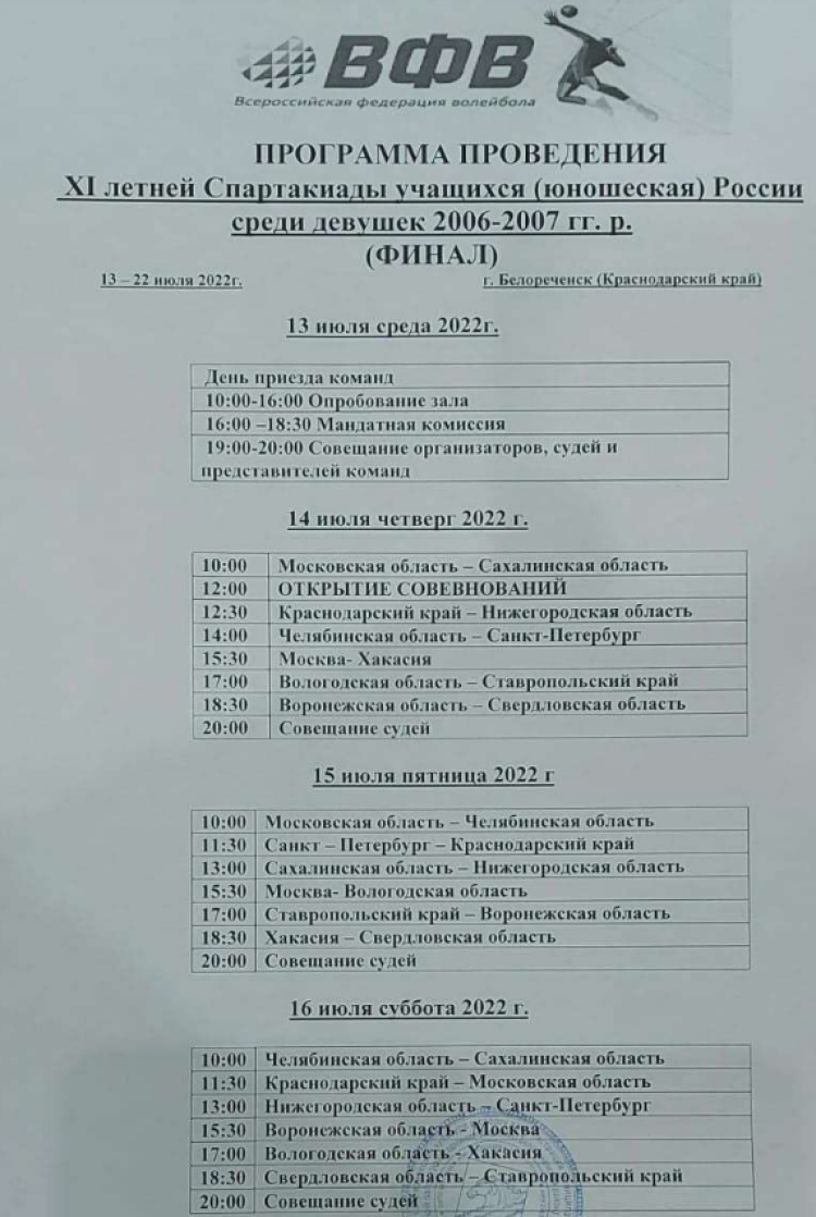Спартакиада - волейбол девушки Белореченск - программа1