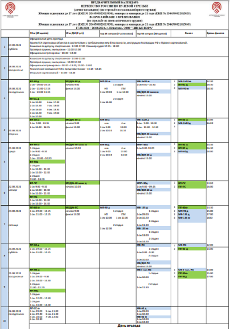 Стрельба пулевая - Игнатово 2023 до 17 лет до 21 года - программа