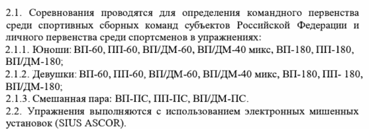 Стрельба пулевая - Ижевск до 19 лет - дисциплины