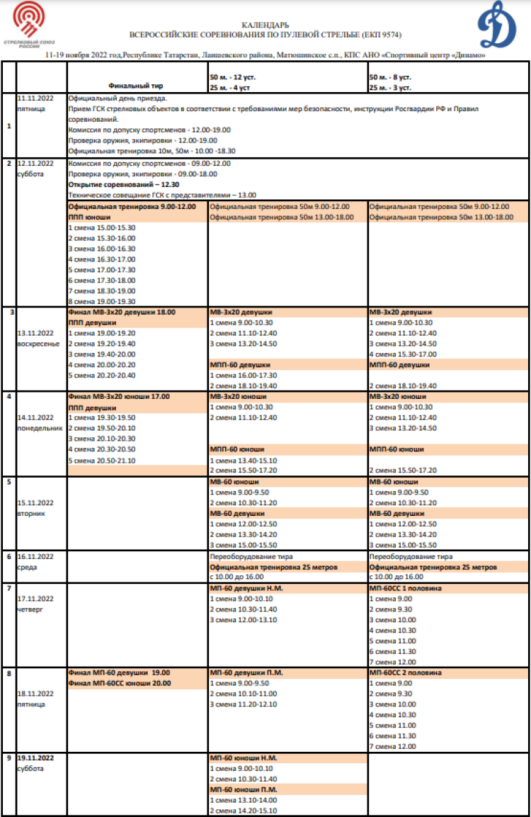 Стрельба пулевая - Казань до 17 лет - календарь1