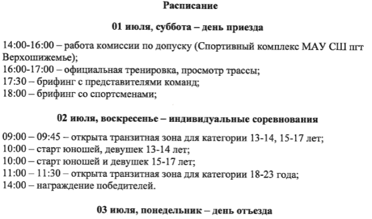 Триатлон - Верхошижемье триатлон-кросс - программа