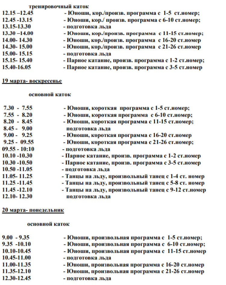 Зимняя Спартакиада молодежи - фигурное катание Сочи - расписание тренировок2