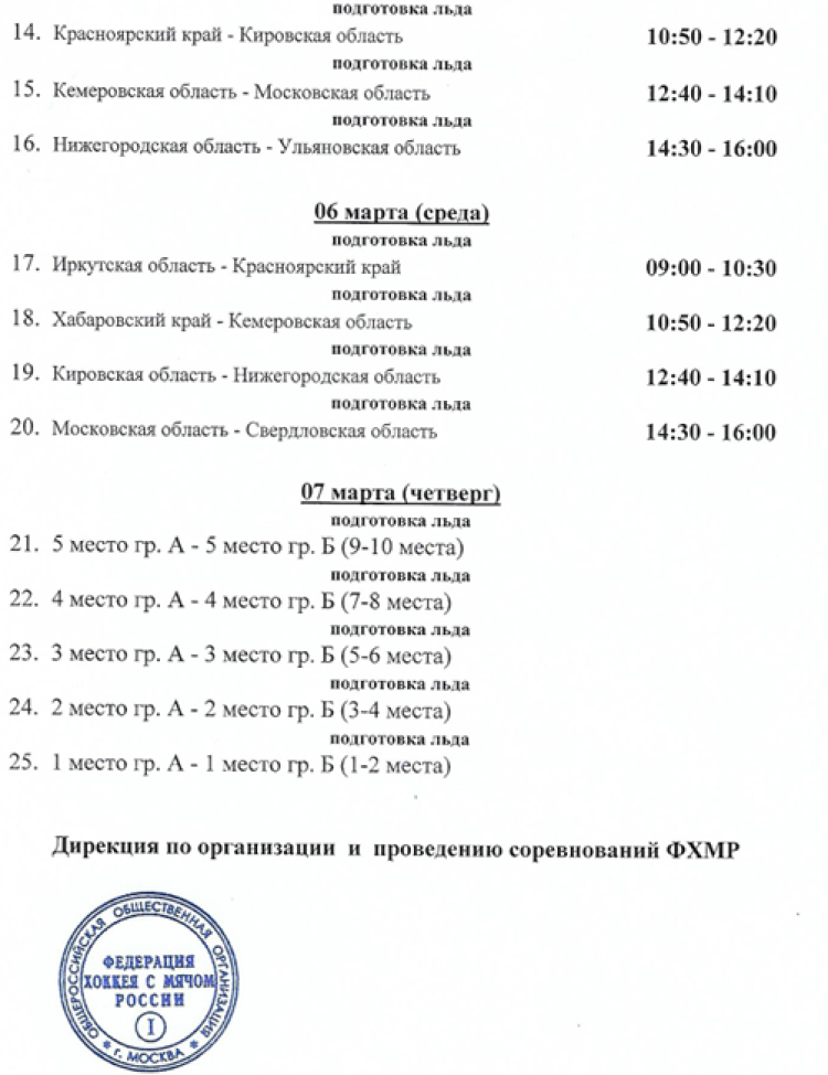 Зимняя Спартакиада учащихся - хоккей с мячом - календарь игр2