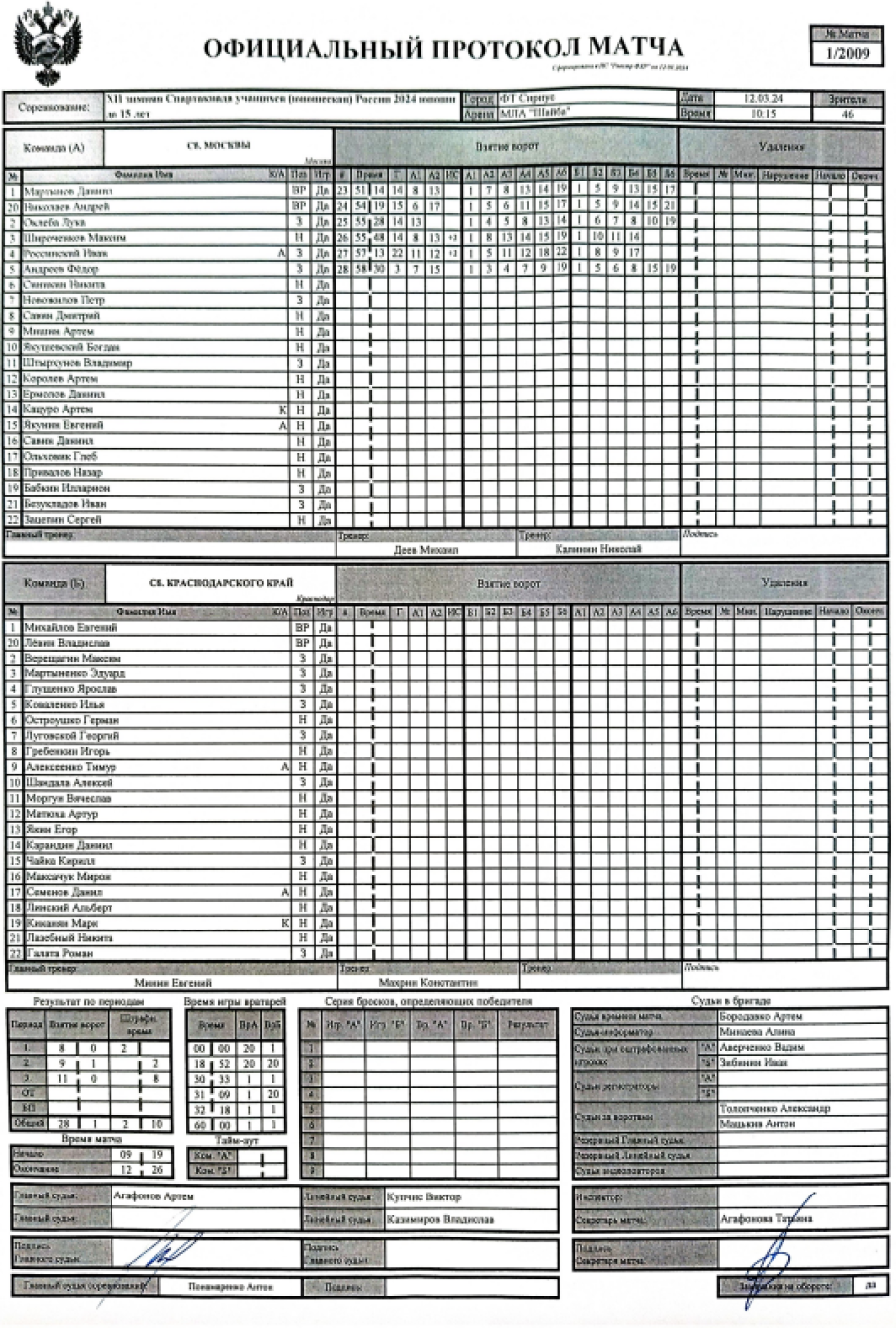 Зимняя Спартакиада учащихся - хоккей юноши - протокол1-2