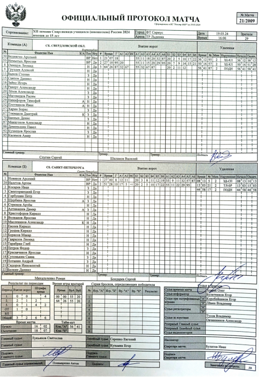 Зимняя Спартакиада учащихся - хоккей юноши - протокол21